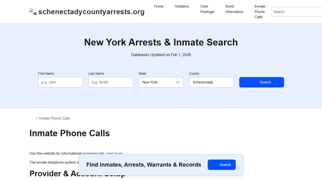Inmate Telephone System - Schenectady County Jail, NY