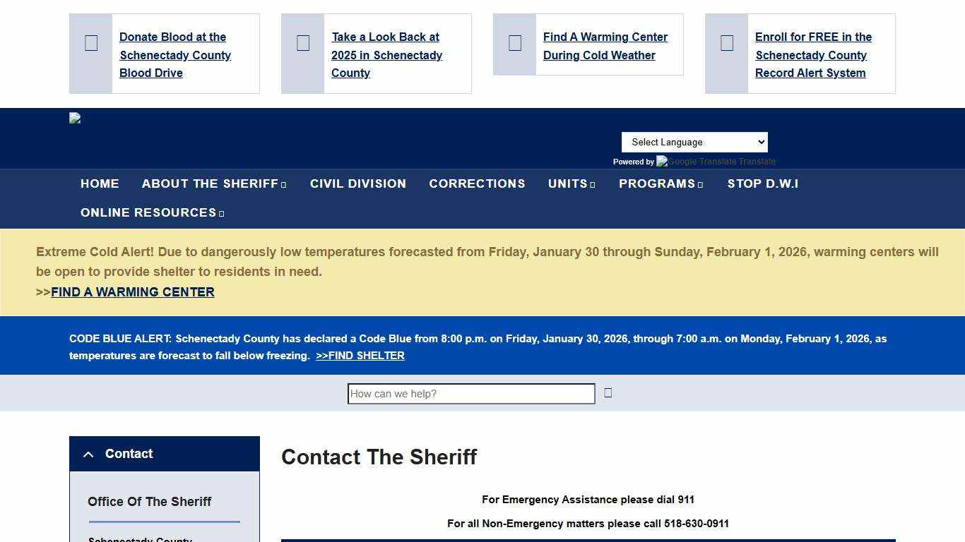 Contact the Sheriff Schenectady County