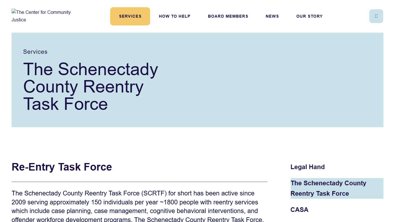 The Schenectady County Reentry Task Force : Services : The Center for Community Justice