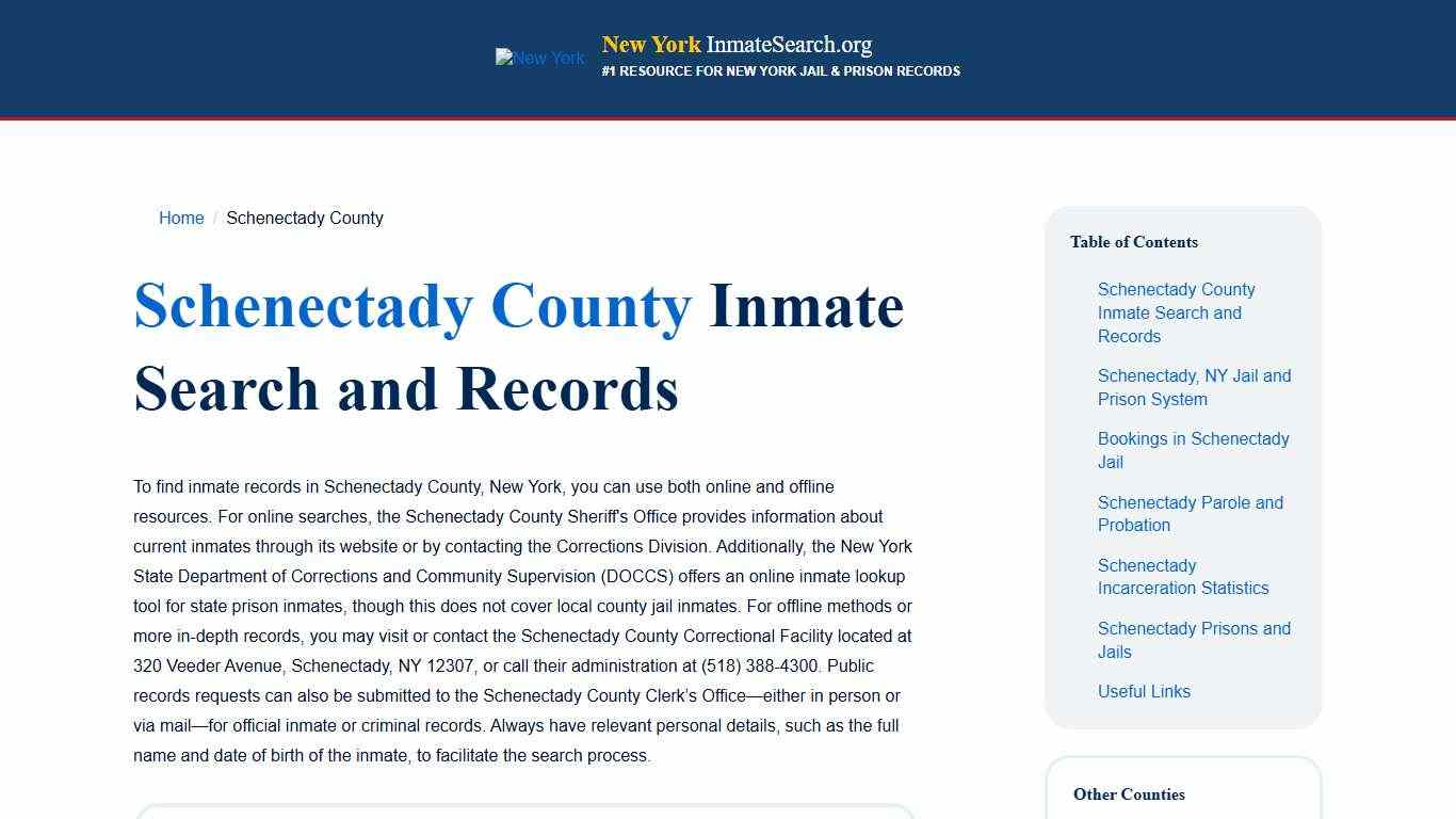 Schenectady County, NY Inmate & Jail Records Lookup